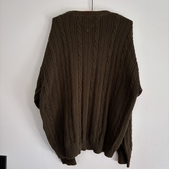 Vintage TOMMY Hilfiger knit sweater kahki green large heavyweight - Picture 4 of 4